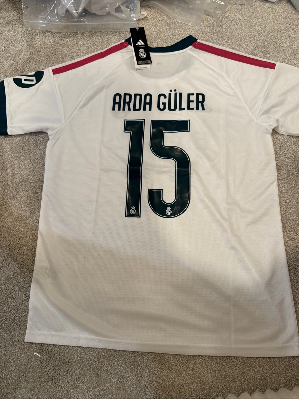 Adidas home 26/27 Real Madrid White 'Arda Güler' #15 slim fit soccer jersey